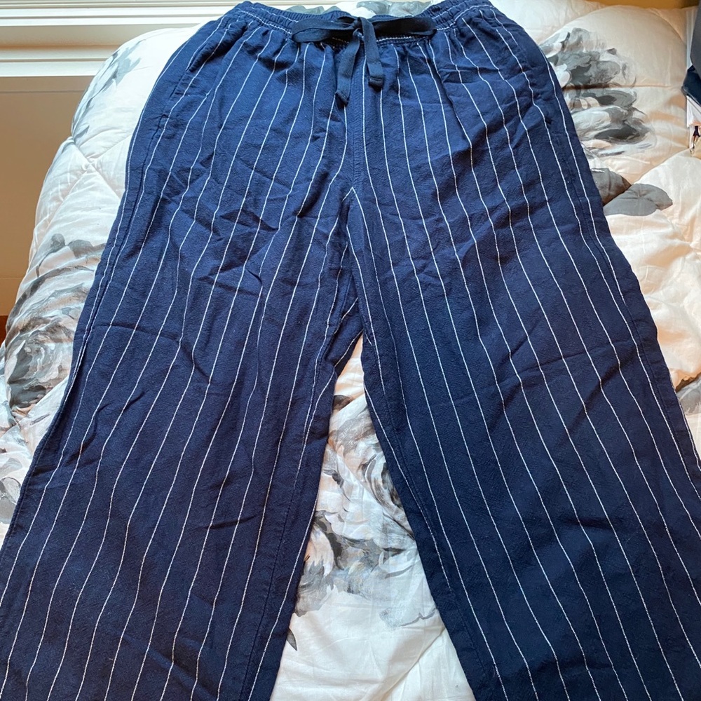 Blue striped flowy pants
